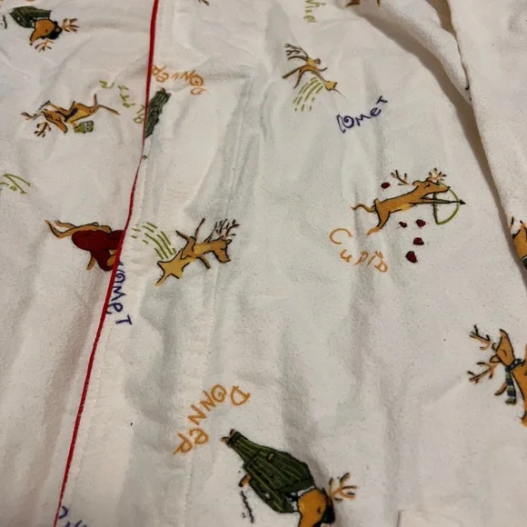 Pottery Barn Reindeer Christmas White Robe with Sash [VINTAGE] - Picture 2 of 3